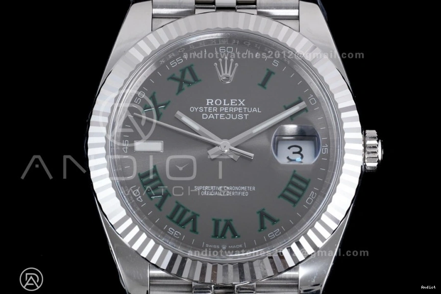 Green SS Clean SS 1:1 904L Datejust Best Roman Dial Steel SH3235 41 Bracelet on Edition Gray 0226